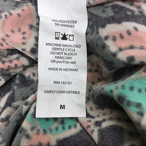 LULAROE Azure Skirt Floral Leaves Leaf Dot Boho Knee Length Stretchy Size Medium - Picture 8 of 10